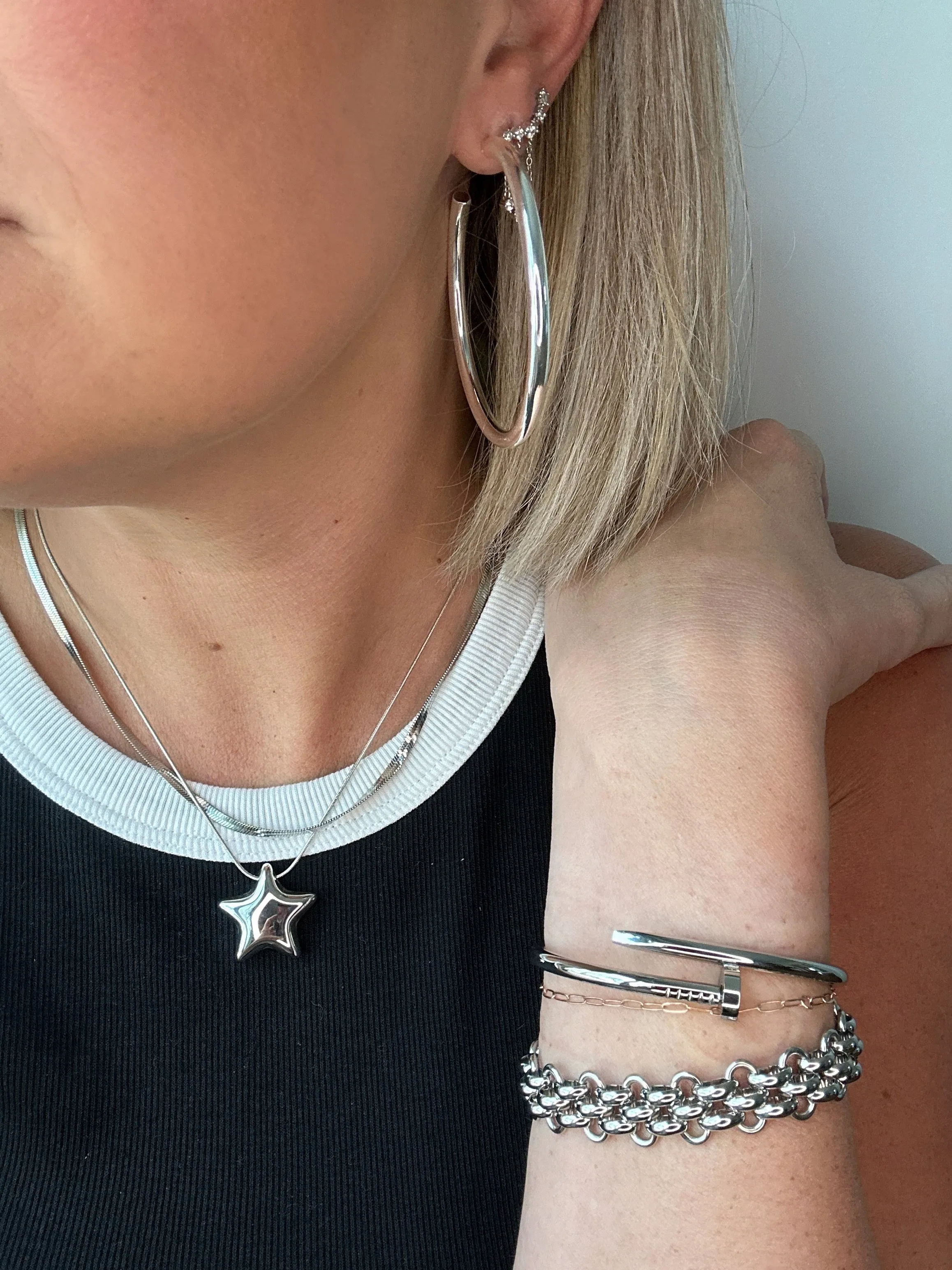 Nail Cuff Silver Bracelet