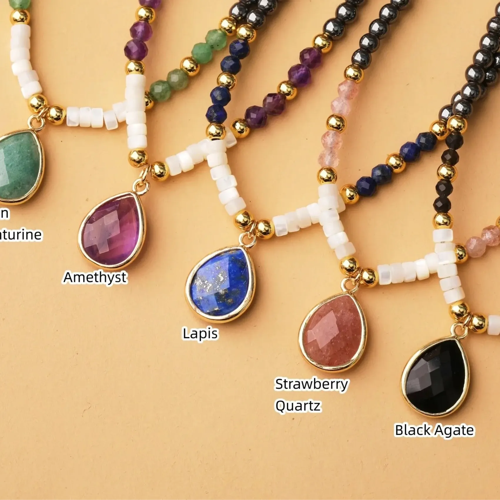Natural Necklaces Jewels - Dainty chokers mini beads healing crystal natural stone, unisex