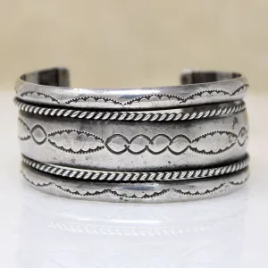 Navajo Sterling Cuff with Rocker Designs by TAHE
