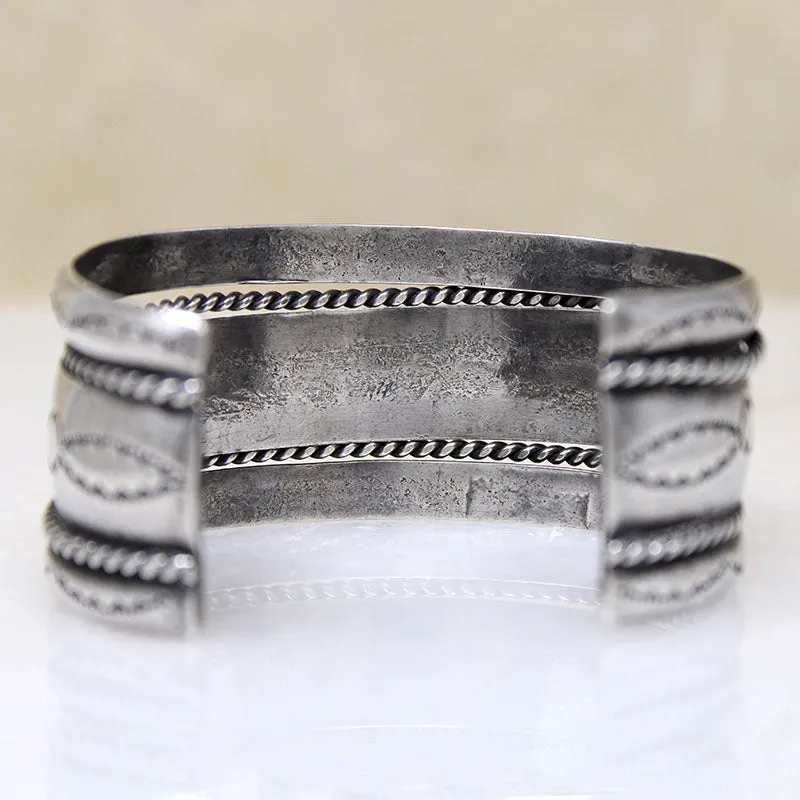 Navajo Sterling Cuff with Rocker Designs by TAHE