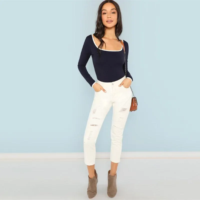 Navy Scoop Neck Shirt