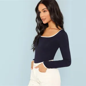 Navy Scoop Neck Shirt