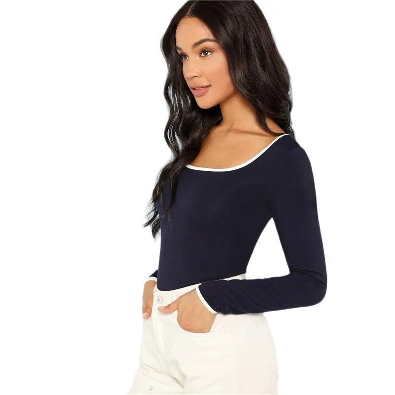 Navy Scoop Neck Shirt