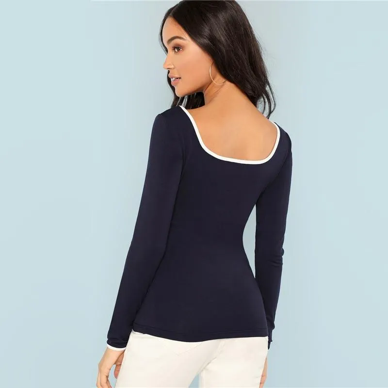 Navy Scoop Neck Shirt