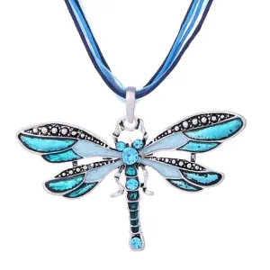Necklace Silver Dragonfly Statement
