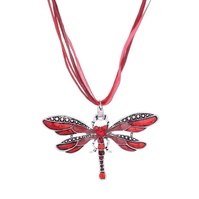 Necklace Silver Dragonfly Statement