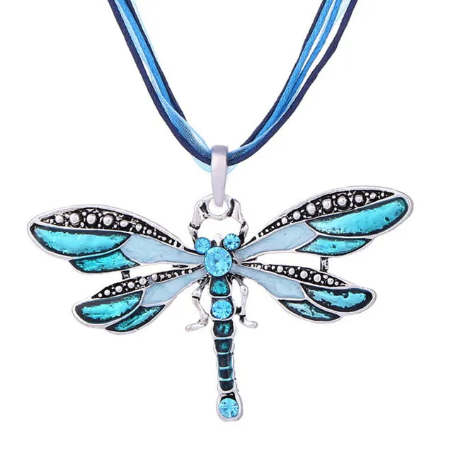 Necklace Silver Dragonfly Statement