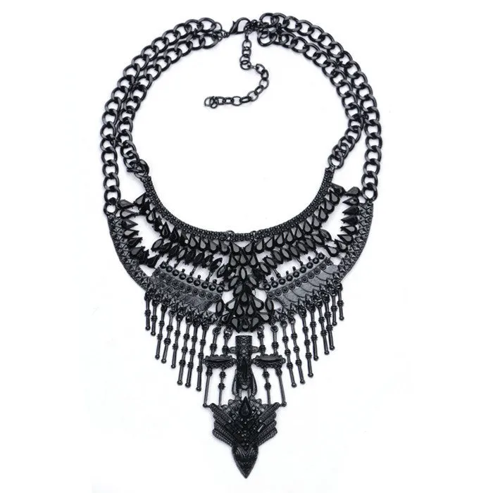 Necklaces Pendant Black Statement Bijoux Fashion Crystal Jewelry Choker Maxi Boho Vintage Jewelry