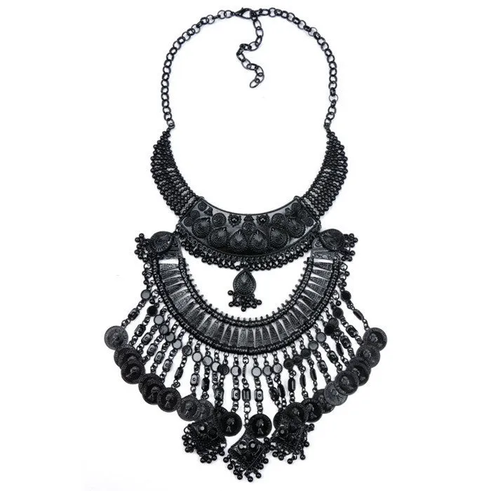 Necklaces Pendant Black Statement Bijoux Fashion Crystal Jewelry Choker Maxi Boho Vintage Jewelry