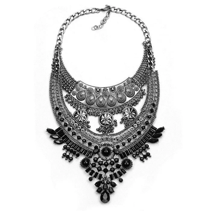 Necklaces Pendant Black Statement Bijoux Fashion Crystal Jewelry Choker Maxi Boho Vintage Jewelry