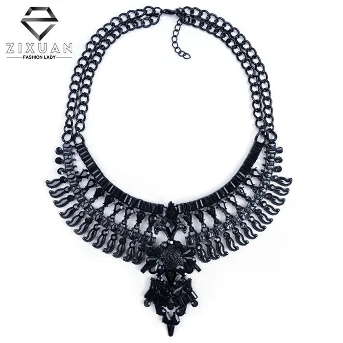 Necklaces Pendant Black Statement Bijoux Fashion Crystal Jewelry Choker Maxi Boho Vintage Jewelry