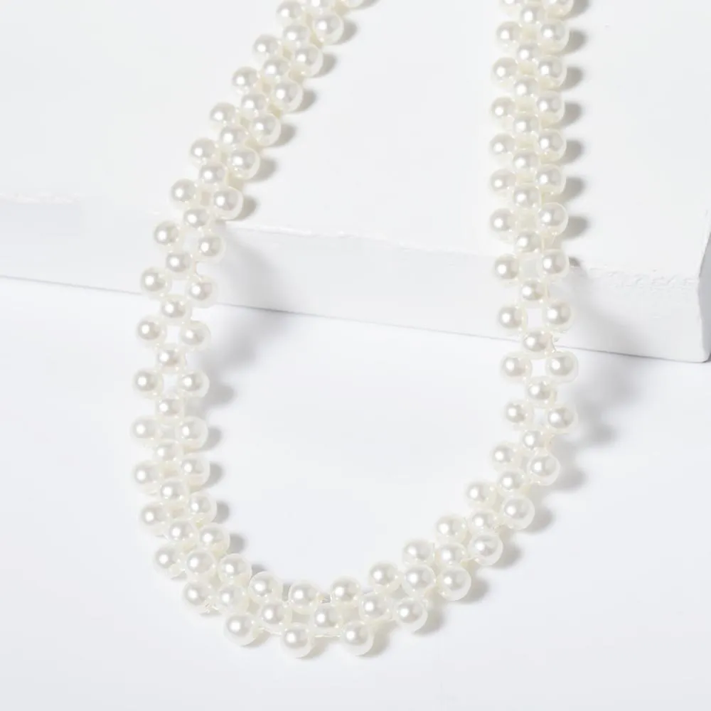 New Bohemian Multi Layer Simulated Round Pearl Choker Modern Necklace Collar Statement Clavicle Chain Necklace Elegant For Women Wedding Jewelry