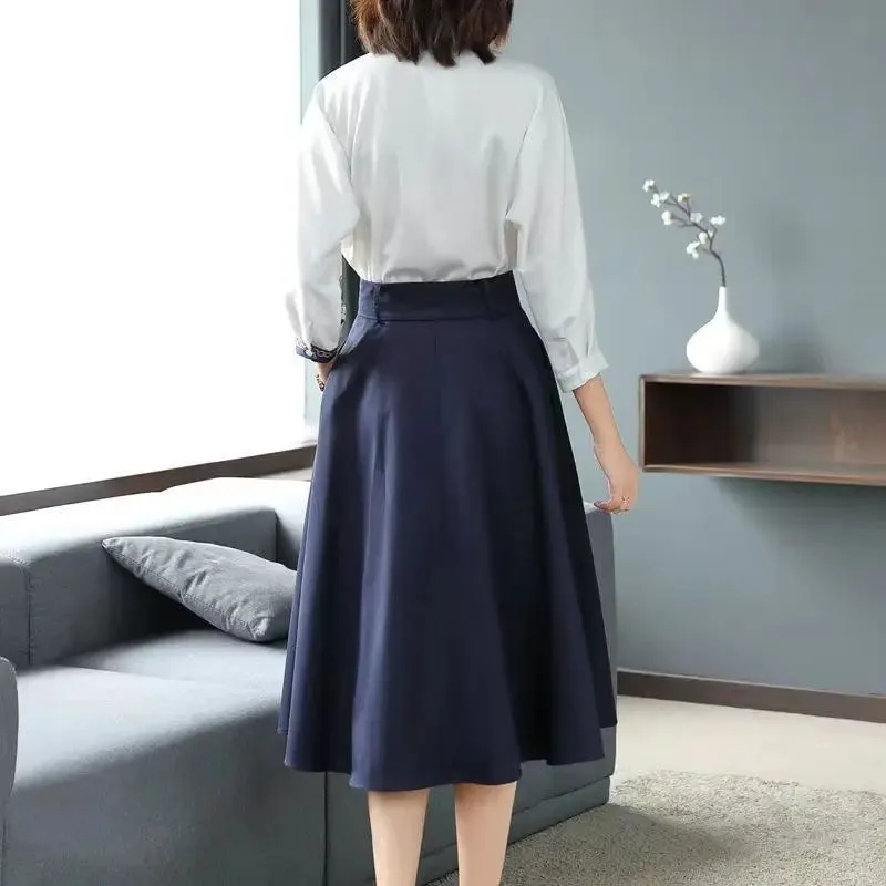 New High-End Shirt Half Skirt & Long Sleeve Two-Piece Set
