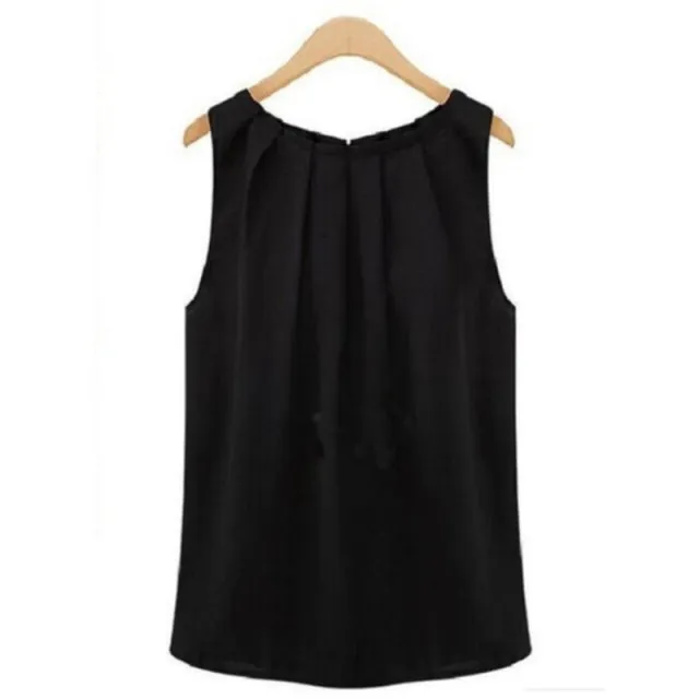 New Summer Blouse Fashion Sleeveless Round Neck Chiffon Blouse