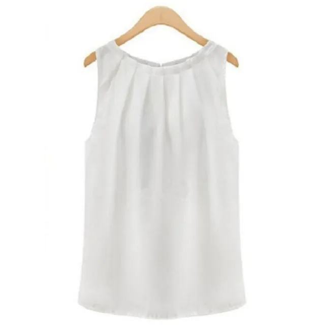 New Summer Blouse Fashion Sleeveless Round Neck Chiffon Blouse