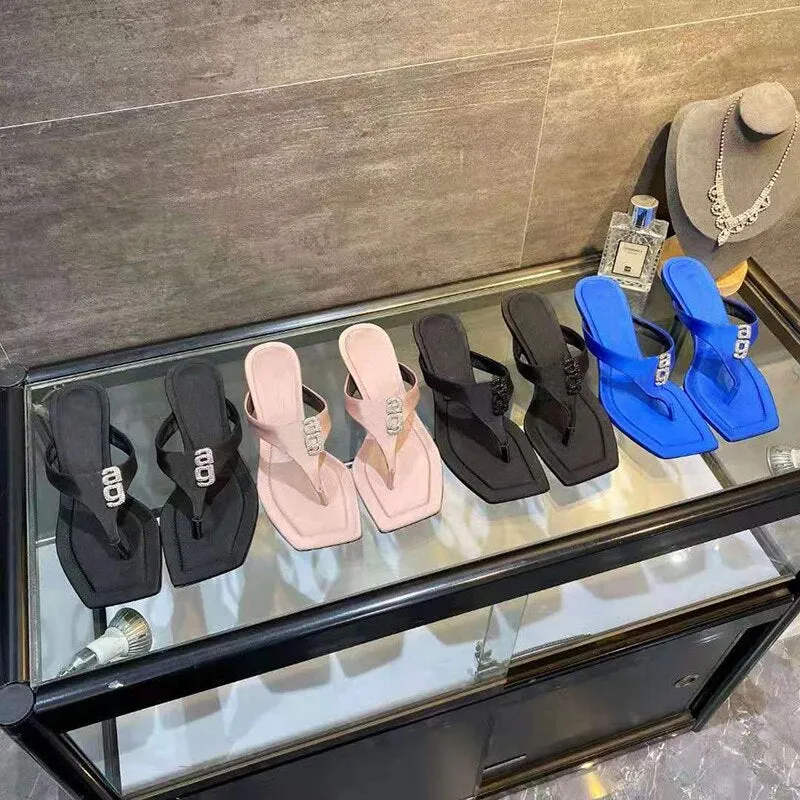 new trendy flip flops stiletto silk