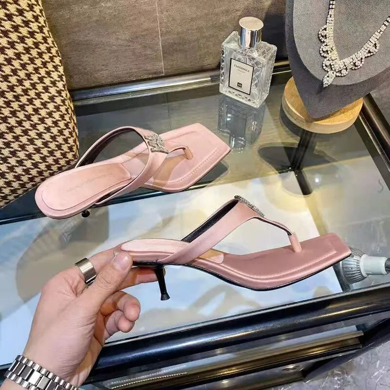new trendy flip flops stiletto silk