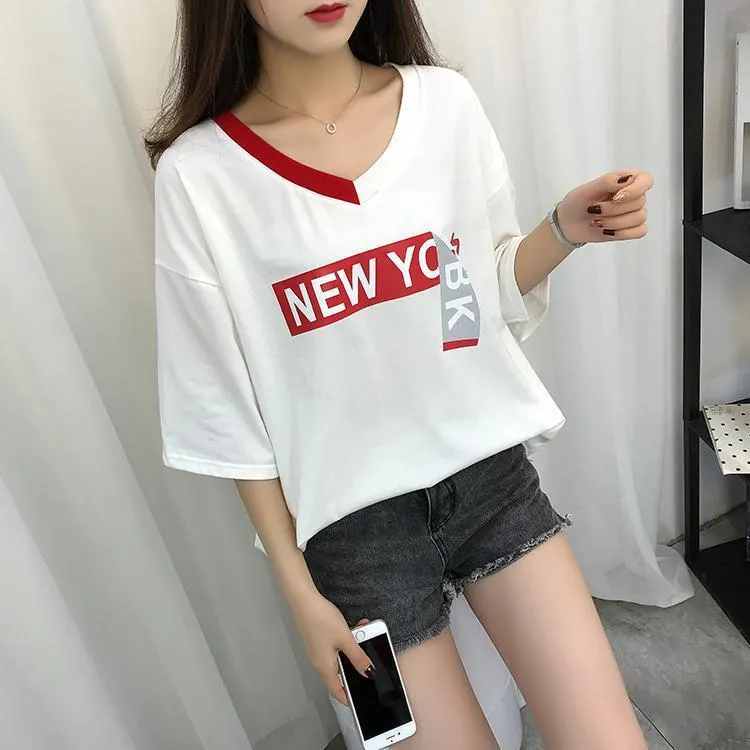 'New York' Half Sleeve V-Neck T-Shirt