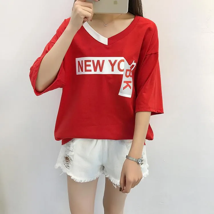 'New York' Half Sleeve V-Neck T-Shirt