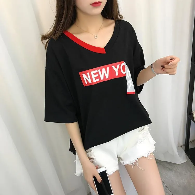 'New York' Half Sleeve V-Neck T-Shirt