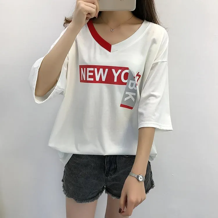 'New York' Half Sleeve V-Neck T-Shirt