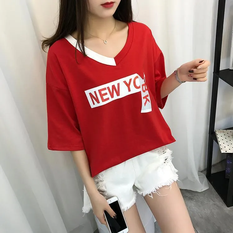 'New York' Half Sleeve V-Neck T-Shirt