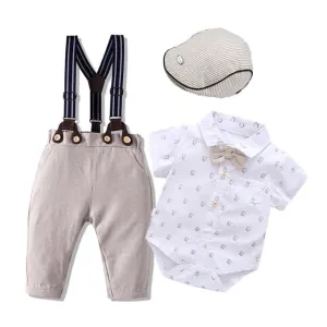 Newborn Clothes Baby Boys Cotton Clothing Infant Printed Bodysuit   Bib Pants Outfit Fashion Children Fall Costume 2021 New