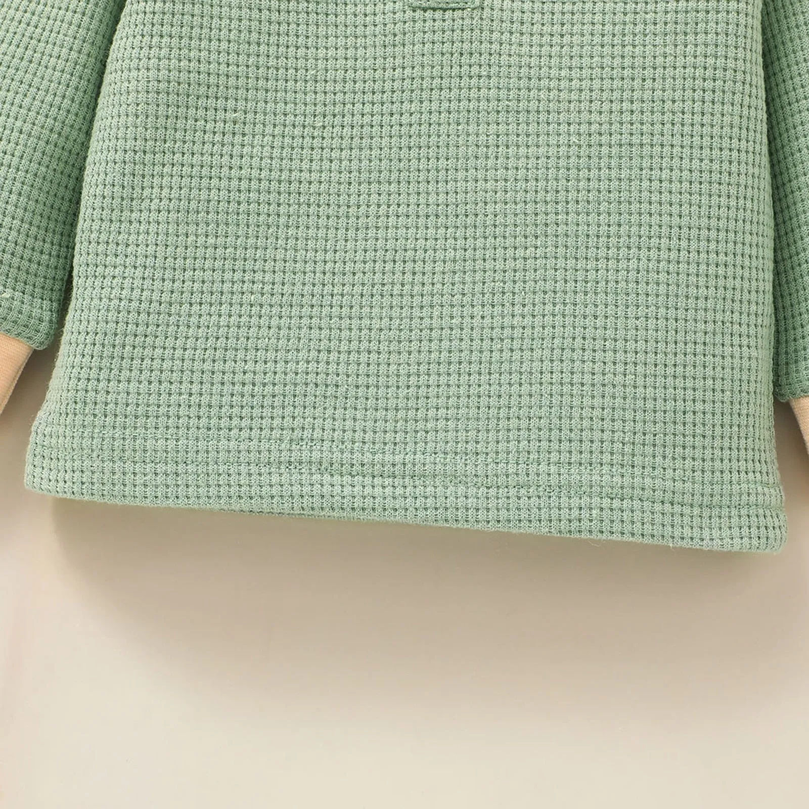 Newborn Unisex Buttoned Patchwork Sweatshirt  Pants Set