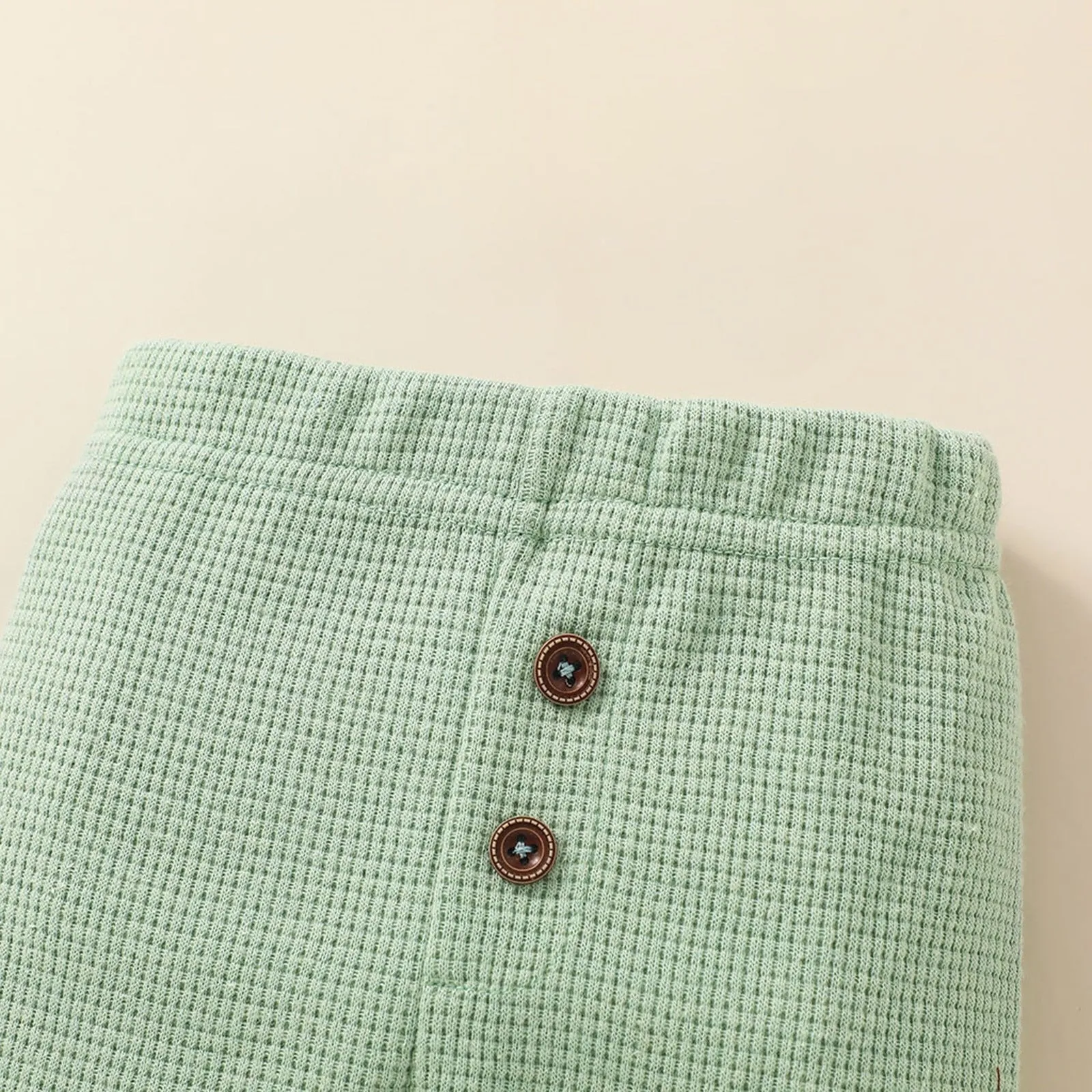 Newborn Unisex Buttoned Patchwork Sweatshirt  Pants Set