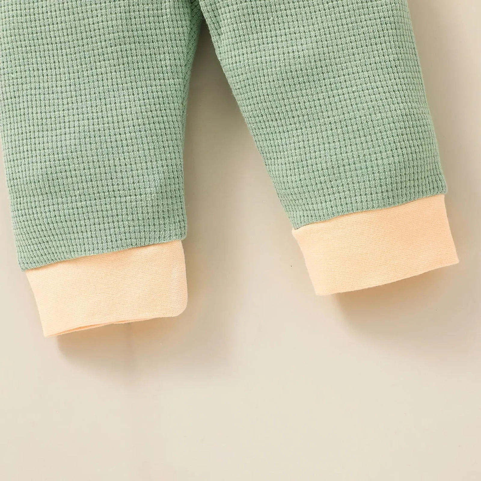 Newborn Unisex Buttoned Patchwork Sweatshirt  Pants Set