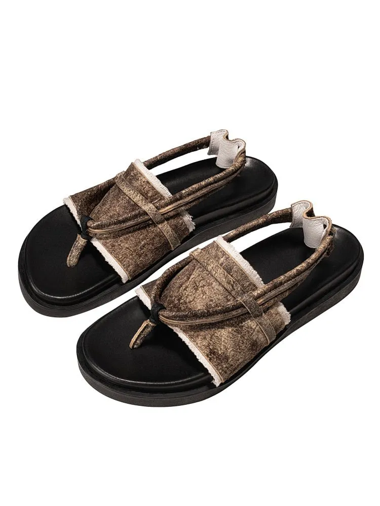 Niche design retro flip flops handmade shoes for men