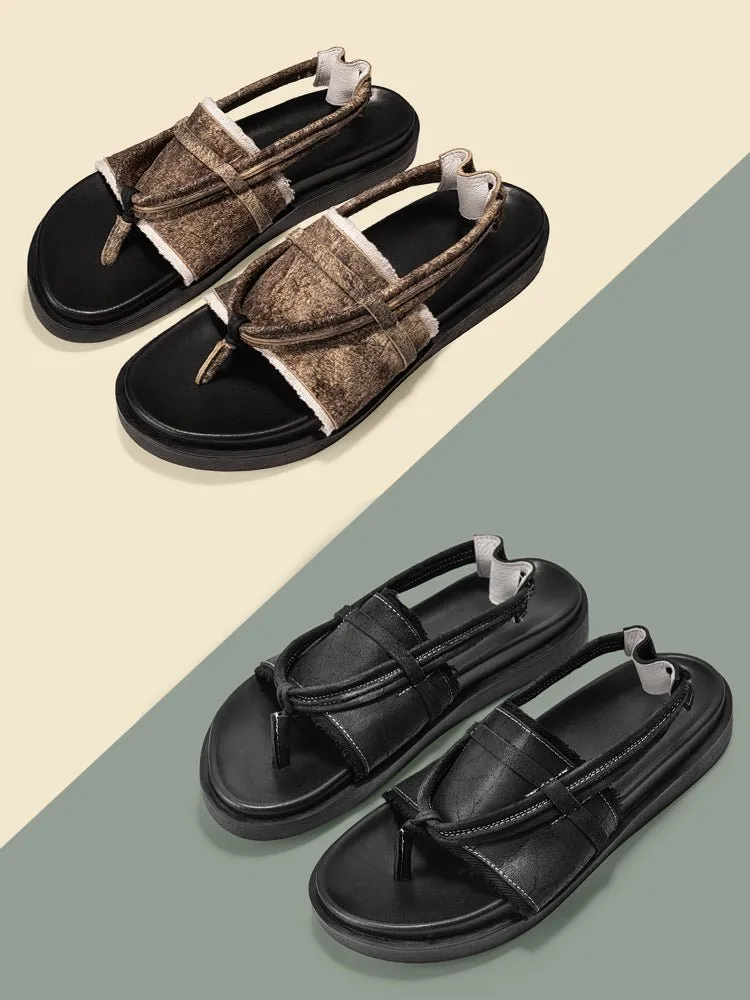 Niche design retro flip flops handmade shoes for men