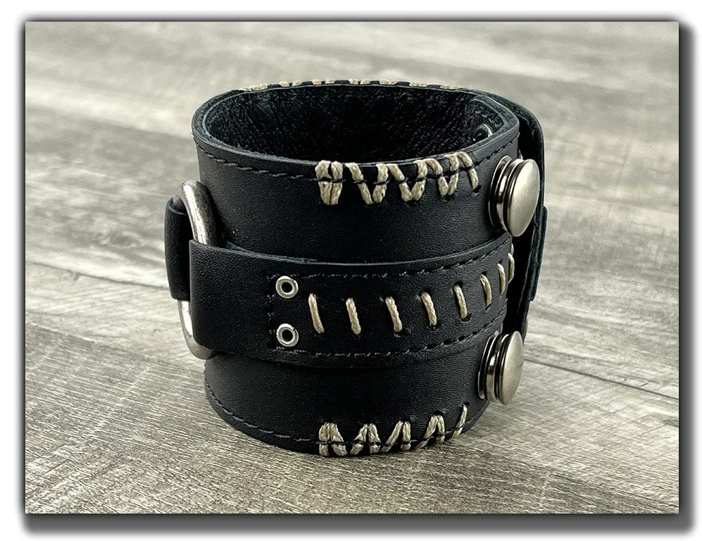 No Quarter - Carbon Black Leather Cuff