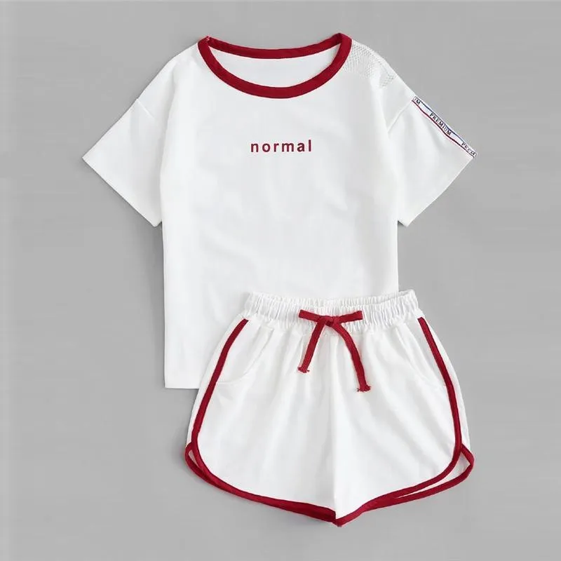 'Nomal' Striped T-Shirt & Shorts (2 Piece Set)