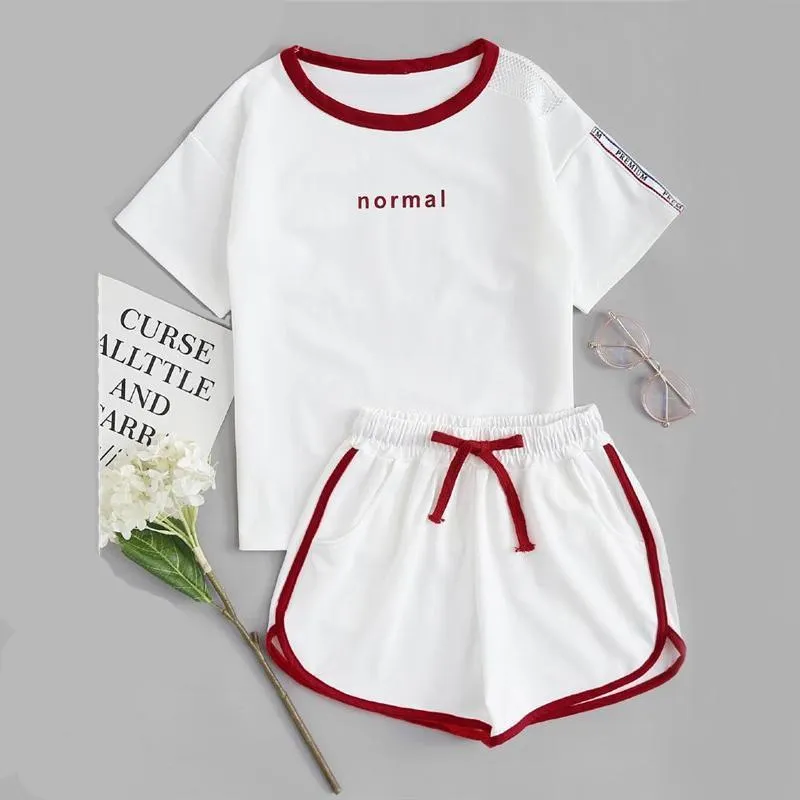 'Nomal' Striped T-Shirt & Shorts (2 Piece Set)