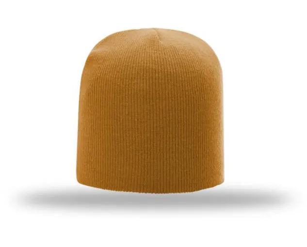 Non-Cuffed Beanie with Custom Leather patch