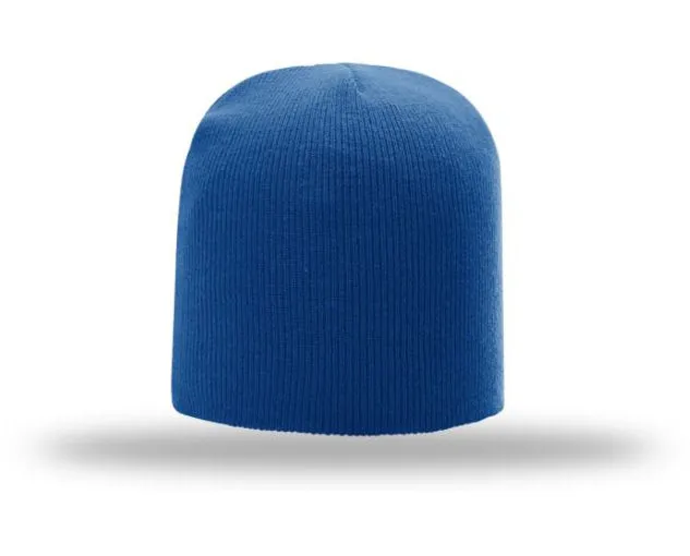 Non-Cuffed Beanie with Custom Leather patch
