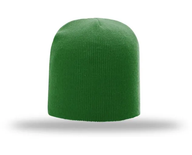 Non-Cuffed Beanie with Custom Leather patch