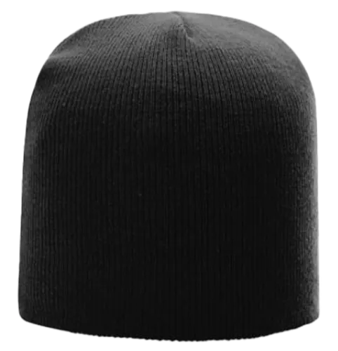 Non-Cuffed Beanie with Custom Leather patch