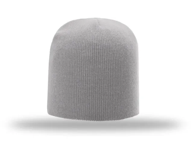 Non-Cuffed Beanie with Custom Leather patch