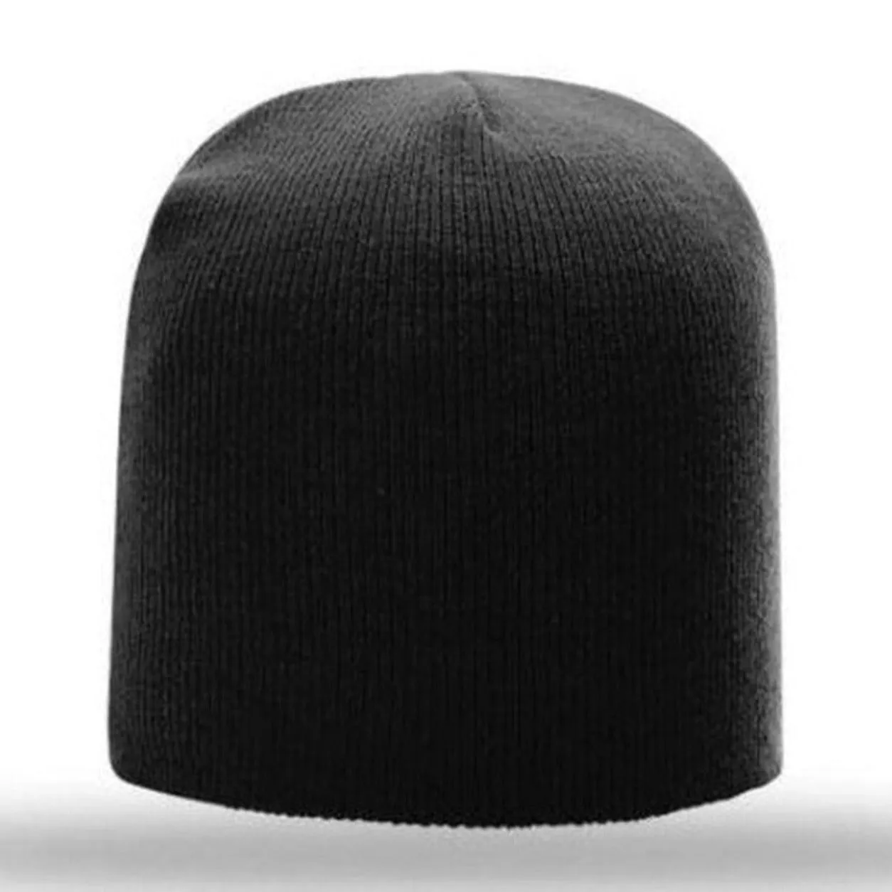 Non-Cuffed Beanie with Custom Leather patch