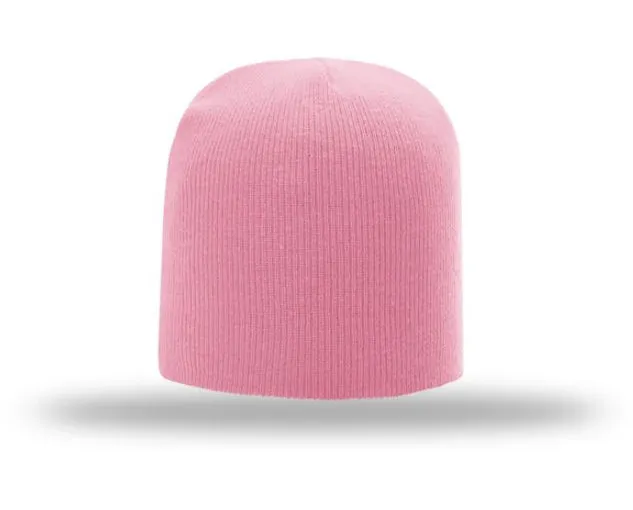 Non-Cuffed Beanie with Custom Leather patch
