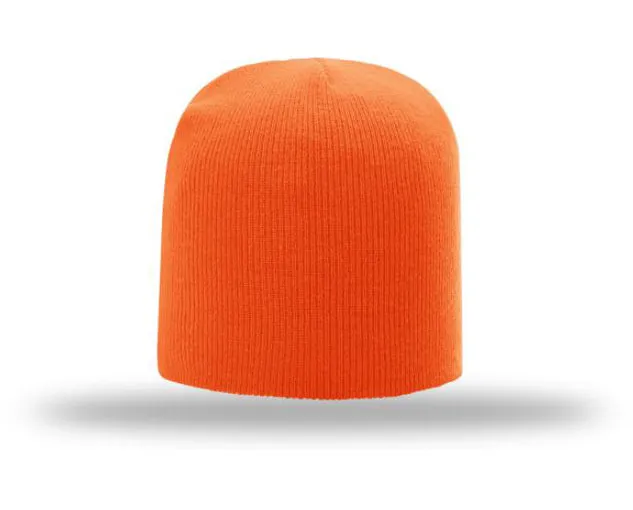 Non-Cuffed Beanie with Custom Leather patch