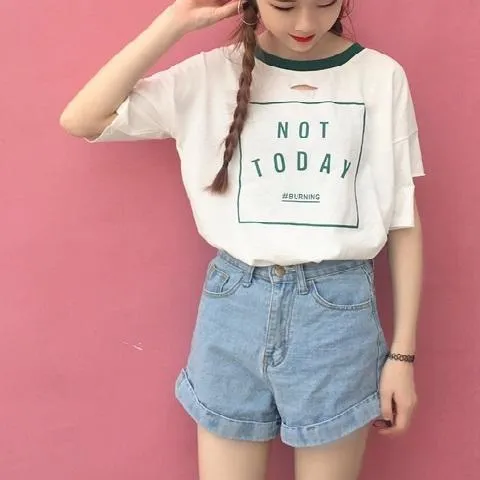'NOT TODAY' Shredded T-Shirt