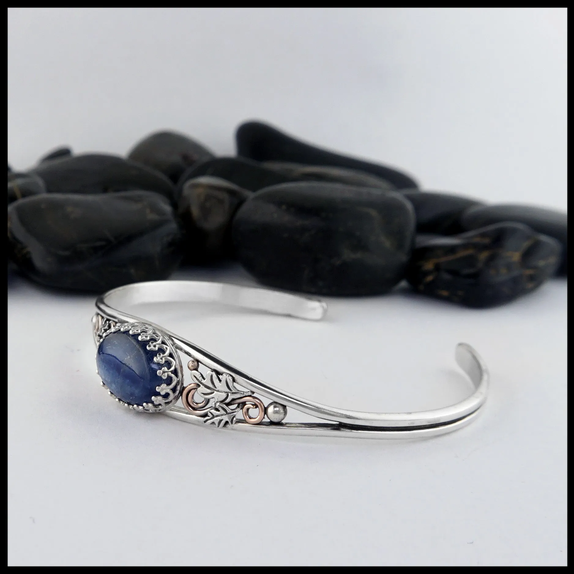 Oak Leaf Cuff Bracelet with Kyanite