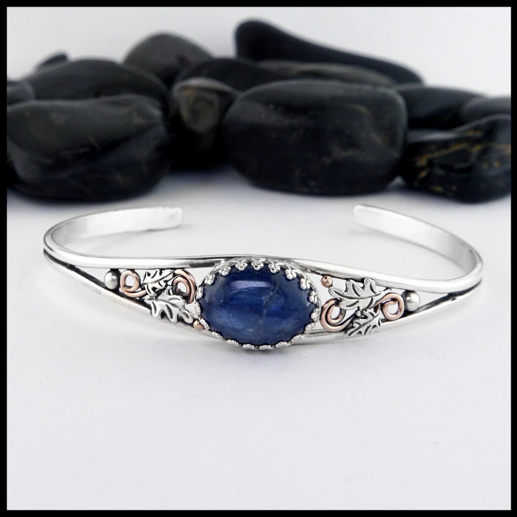 Oak Leaf Cuff Bracelet with Kyanite