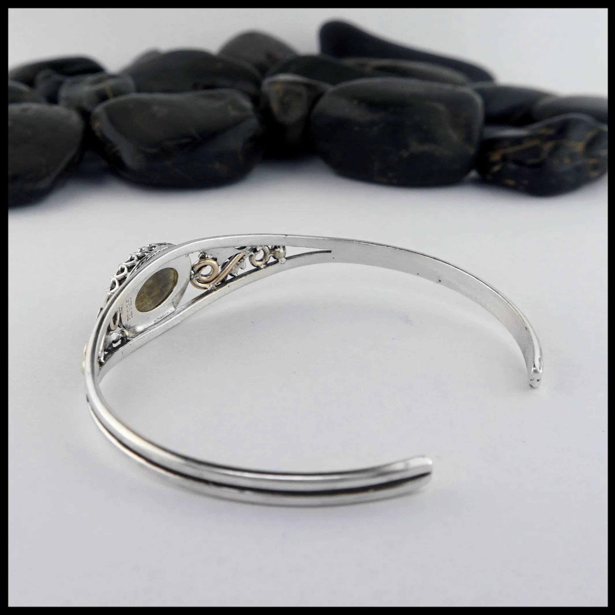 Oak Leaf Cuff Bracelet with Labradorite