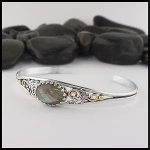 Oak Leaf Cuff Bracelet with Labradorite