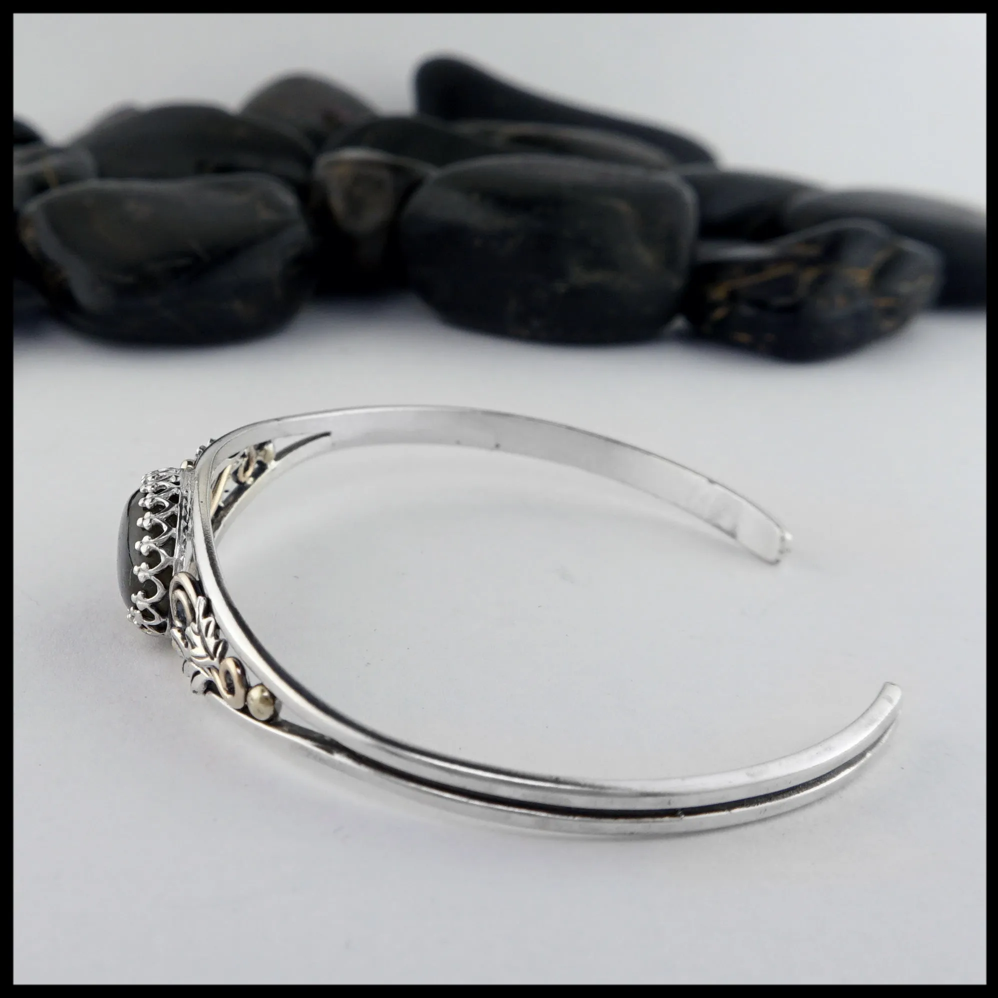 Oak Leaf Cuff Bracelet with Labradorite
