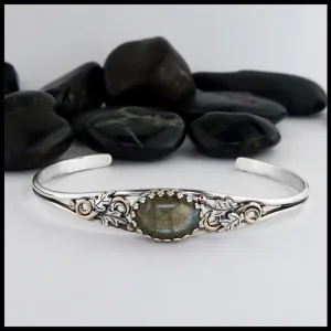 Oak Leaf Cuff Bracelet with Labradorite